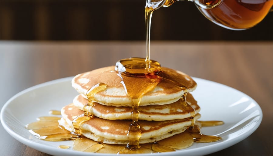 Delicious pancakes drizzled with THCA-infused maple syrup, highlighting a Canadian breakfast tradition